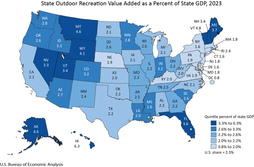 Outdoor Recreation Satellite Account, U.S. and States, 2023