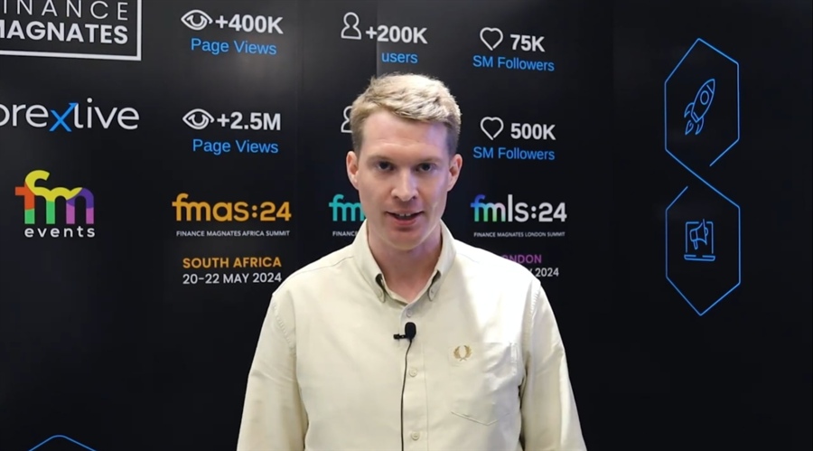 James Glyde, founder and CEO of PipFarm, talking to Finance Magnates at iFX EXPO International 2024