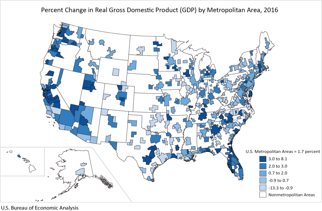Percent Change in Real GDP by Metropolitan Area