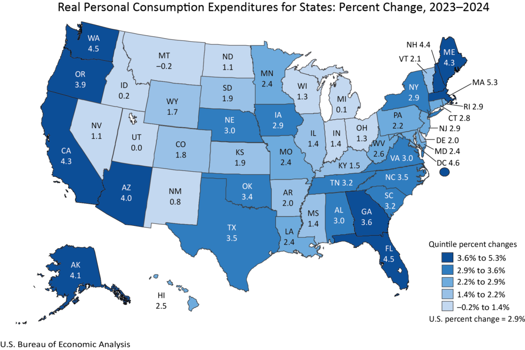 Real Personal Consumption Expenditures for States: Percent Change, 2022-2023