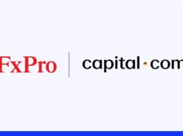 The logos of FxPro and Capital.com