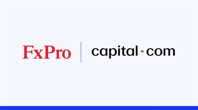The logos of FxPro and Capital.com